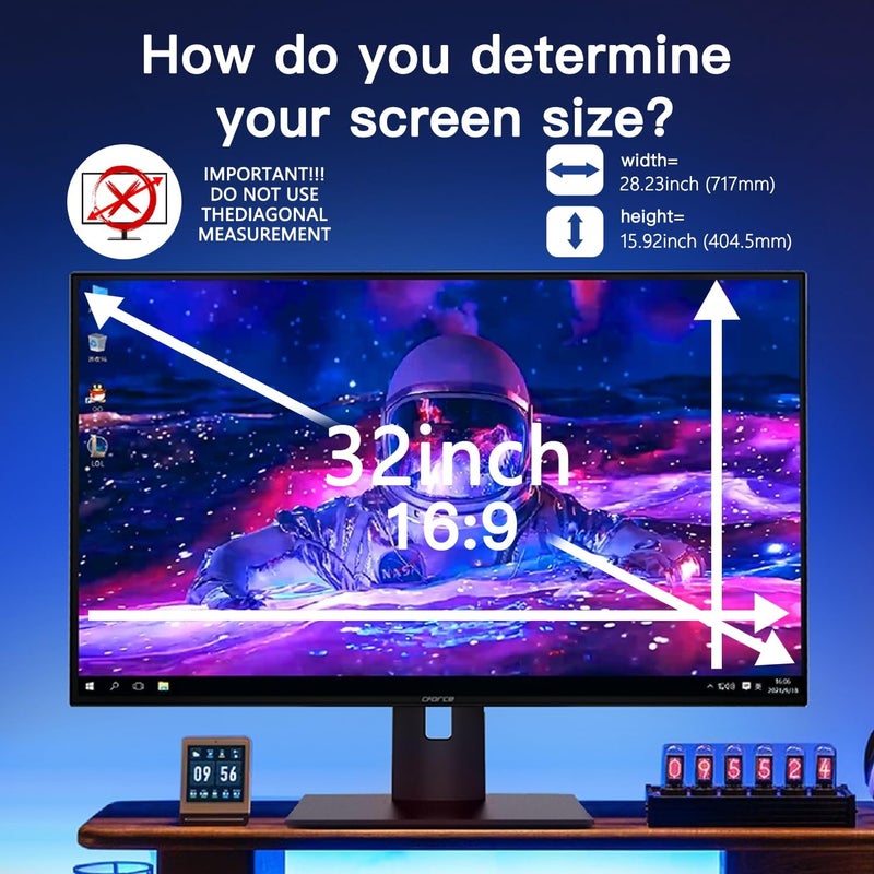 HALOViE 2 Pack Magnetic Hanging Computer Privacy Screen 32 Inch for 16:9 Widescreen Monitor, Removable Privacy Screen Anti Glare Blue Light Computer Screen Shield, Anti-Scratch 32 in Protector Film - Image 3